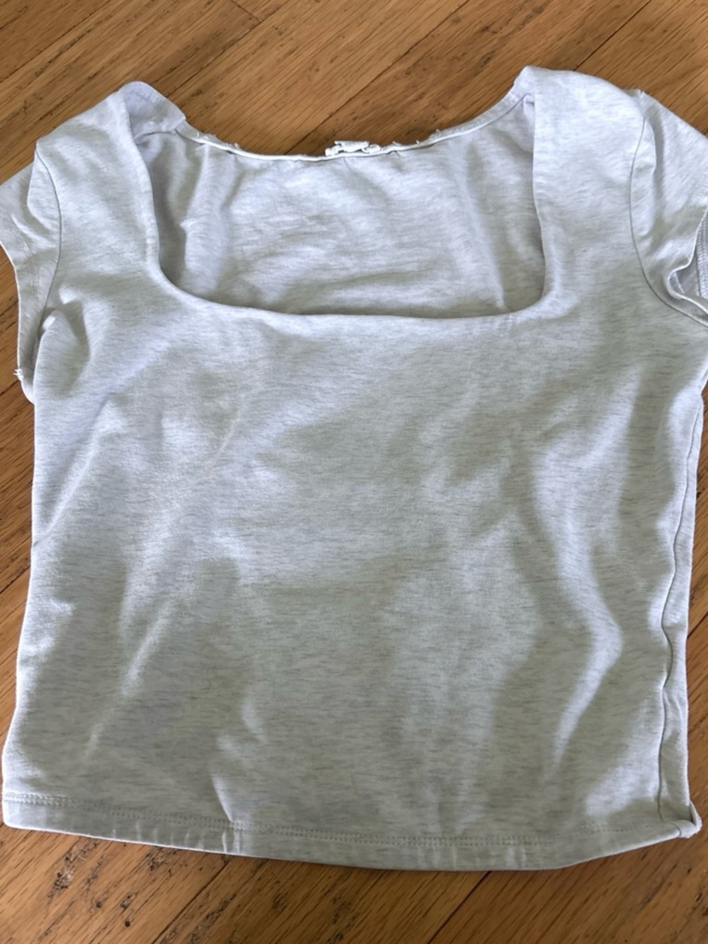 Women’s Garage Square Neck Short Sleeve Top - Light Grey